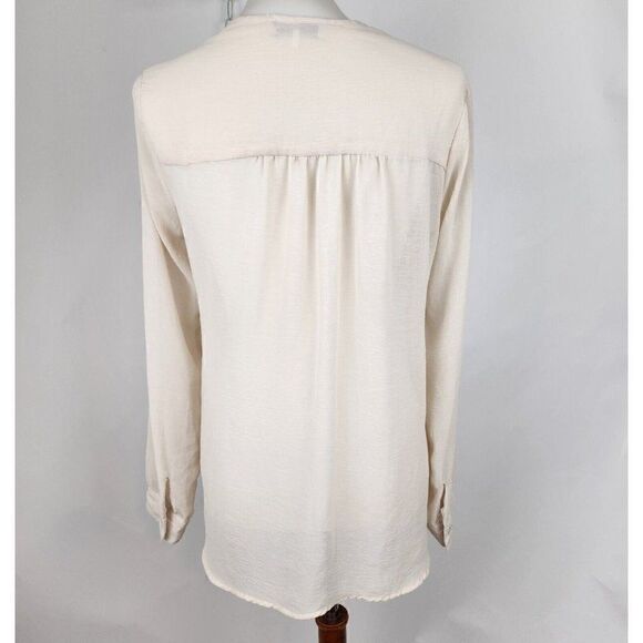WAYF Wrap Top Crossover Front Cream Sheer Shirt Blouse Women Size S - Picture 5 of 6